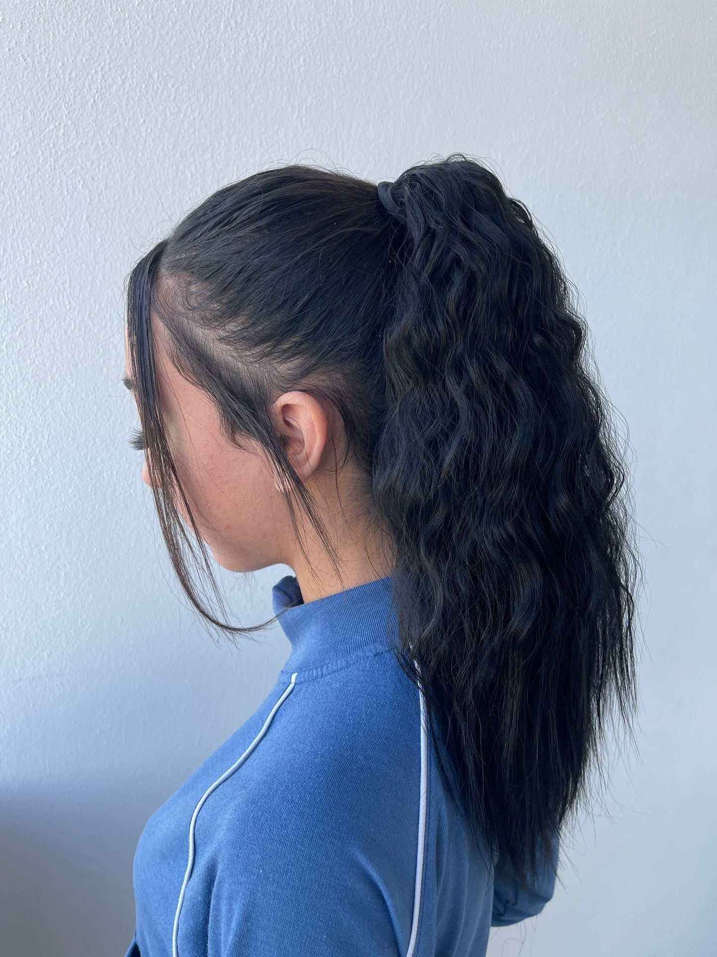 16 Inch Black Curly Ponytail