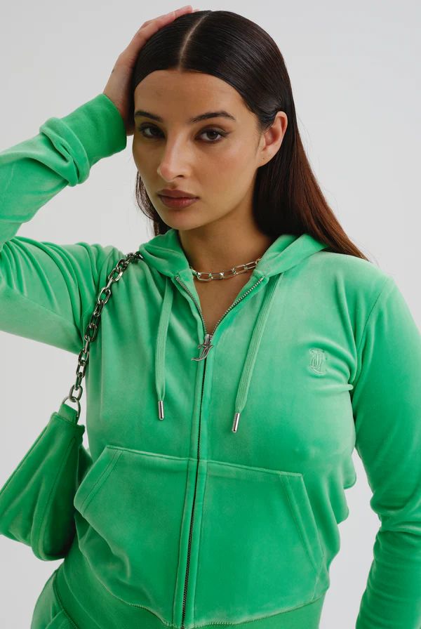Juicy Couture Green Velour Zip-Up Small