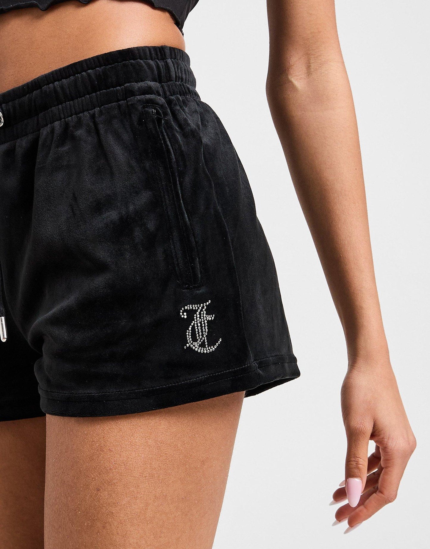 Black Juicy Couture Diamante Logo Shorts