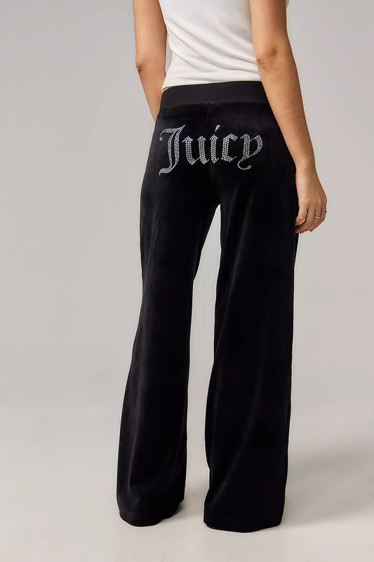 Juicy Couture Exclusive Black Velour Track Pants