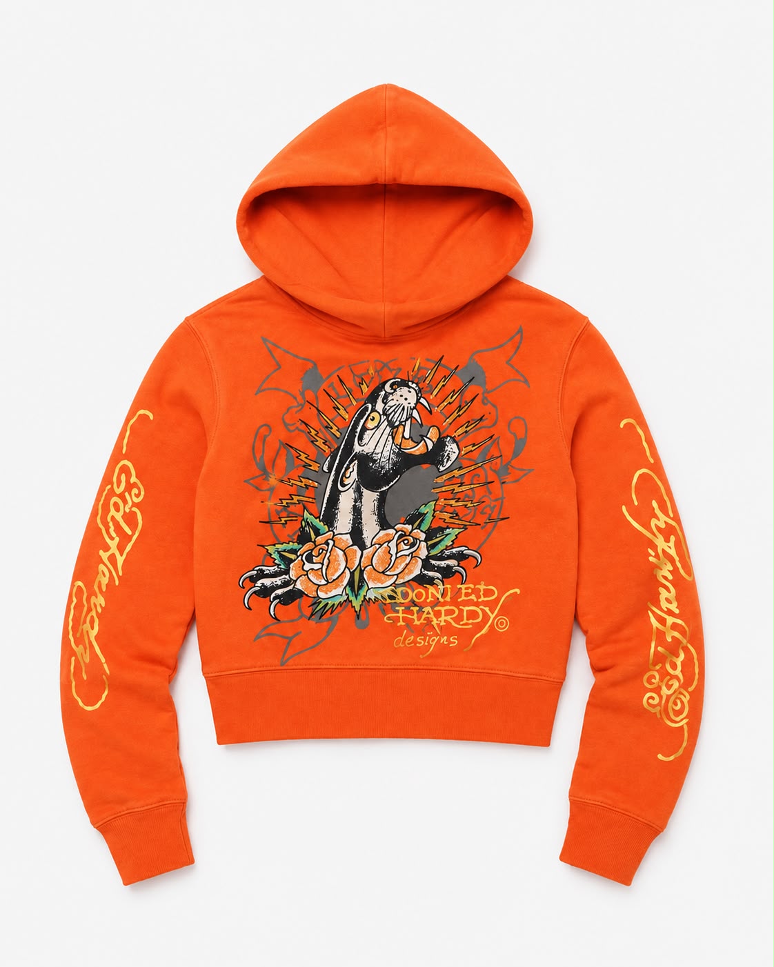 Ed Hardy Orange Panther Zip Up Hoodie