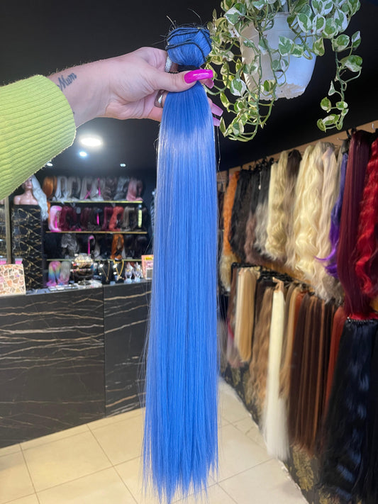 24 Inch Light Blue Synthetic Clip Ons