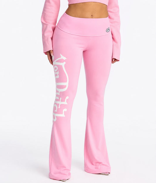 Light Pink Von Dutch Flared Leggings