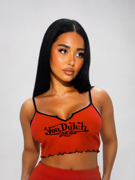 RED VON DUTCH CROP TOP XS