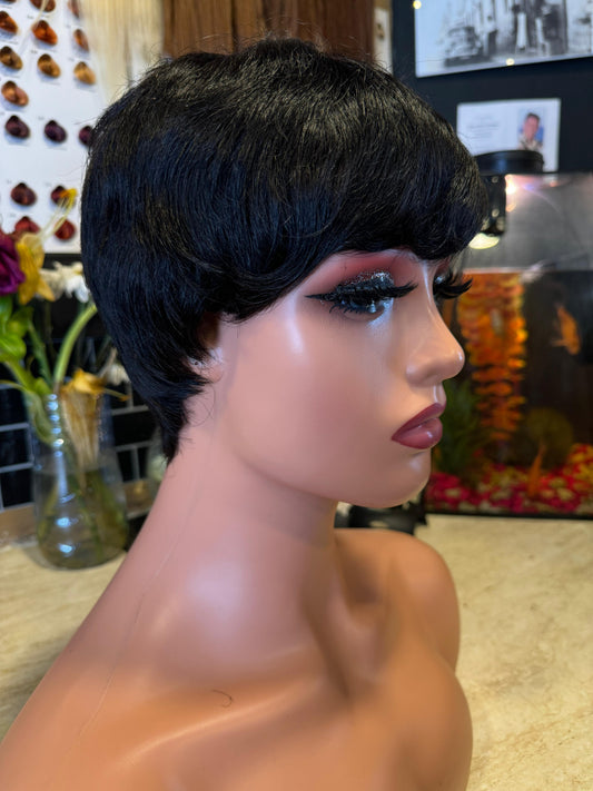 Black Short Real Human Hair Wig