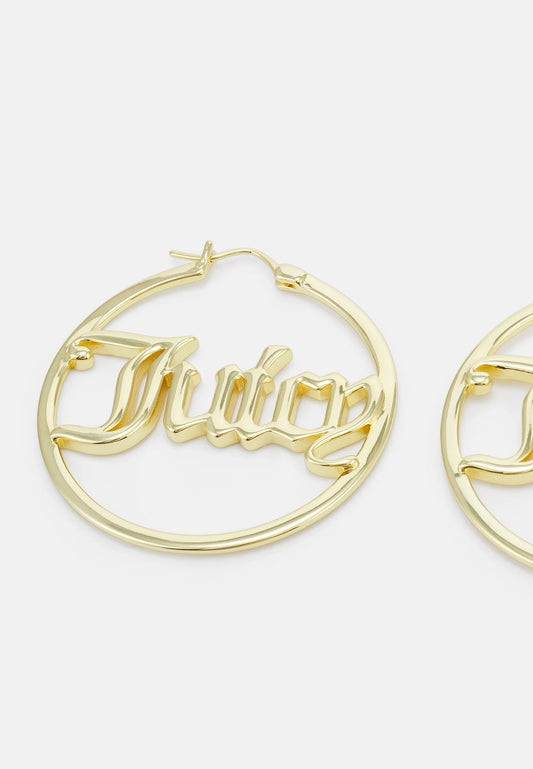 Juicy Couture Large Hoop Earrings 18K Gold Plated